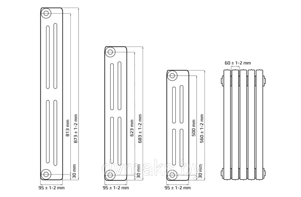 Чугунный радиатор RETROstyle Lille схема