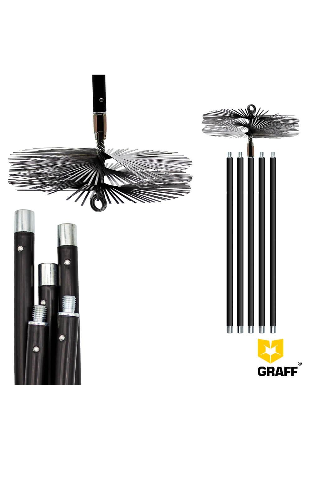 Комплект для чистки дымохода (ерш металлический ф150 в наборе с 5 гибкими стержнями) GRAFF