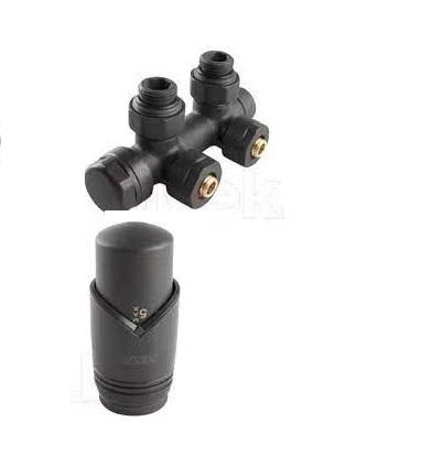 Комплект кранов Ferro Угловой с термоголовкой ZTD30AT (антрацит)